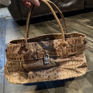 Roberta Gandolfi Croc-Embossed Leather Satchel Handbag